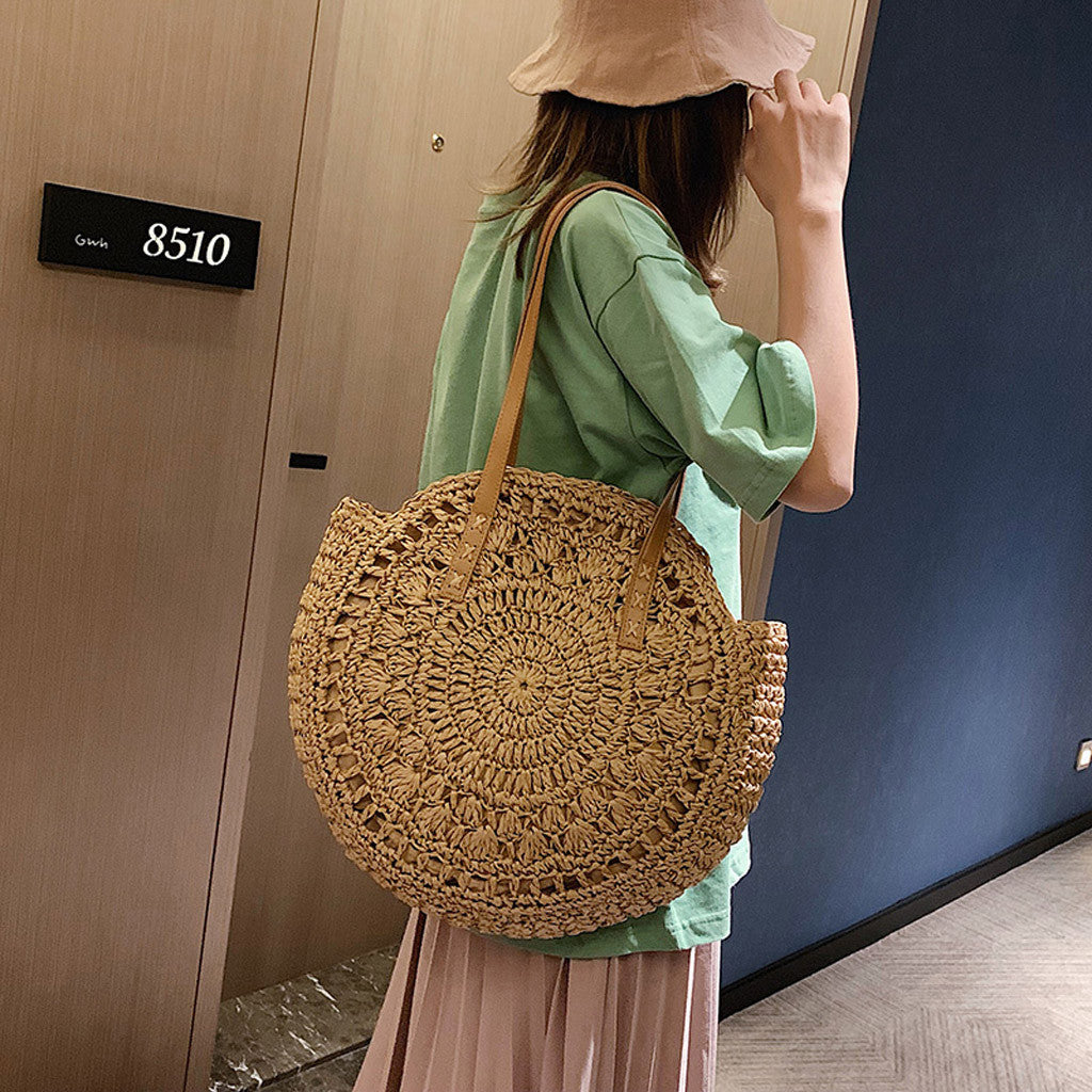 Sac Cabas Rond Tressé "L'Échappée" | Style Bohème Chic & Naturel
