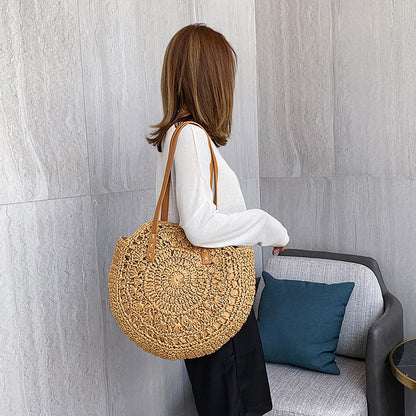 Sac Cabas Rond Tressé "L'Échappée" | Style Bohème Chic & Naturel