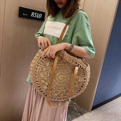 Sac Cabas Rond Tressé "L'Échappée" | Style Bohème Chic & Naturel