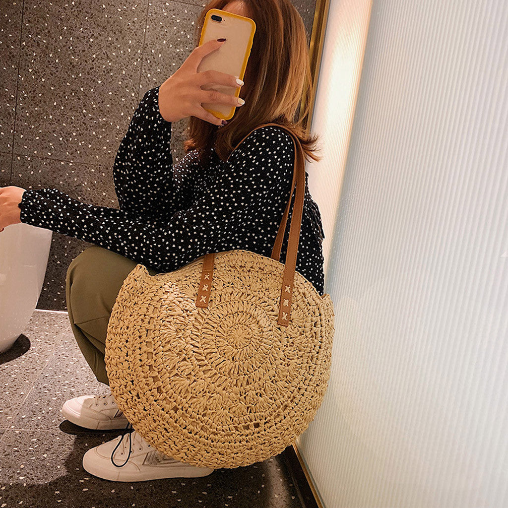 Sac Cabas Rond Tressé "L'Échappée" | Style Bohème Chic & Naturel