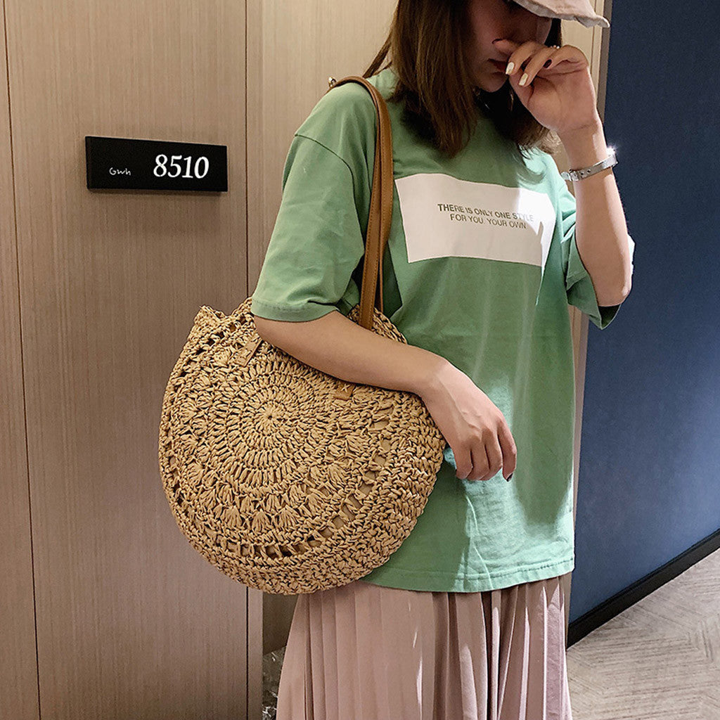 Sac Cabas Rond Tressé "L'Échappée" | Style Bohème Chic & Naturel