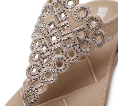 Sandales Bohème Chic Lumina - Confort Élastique & Strass