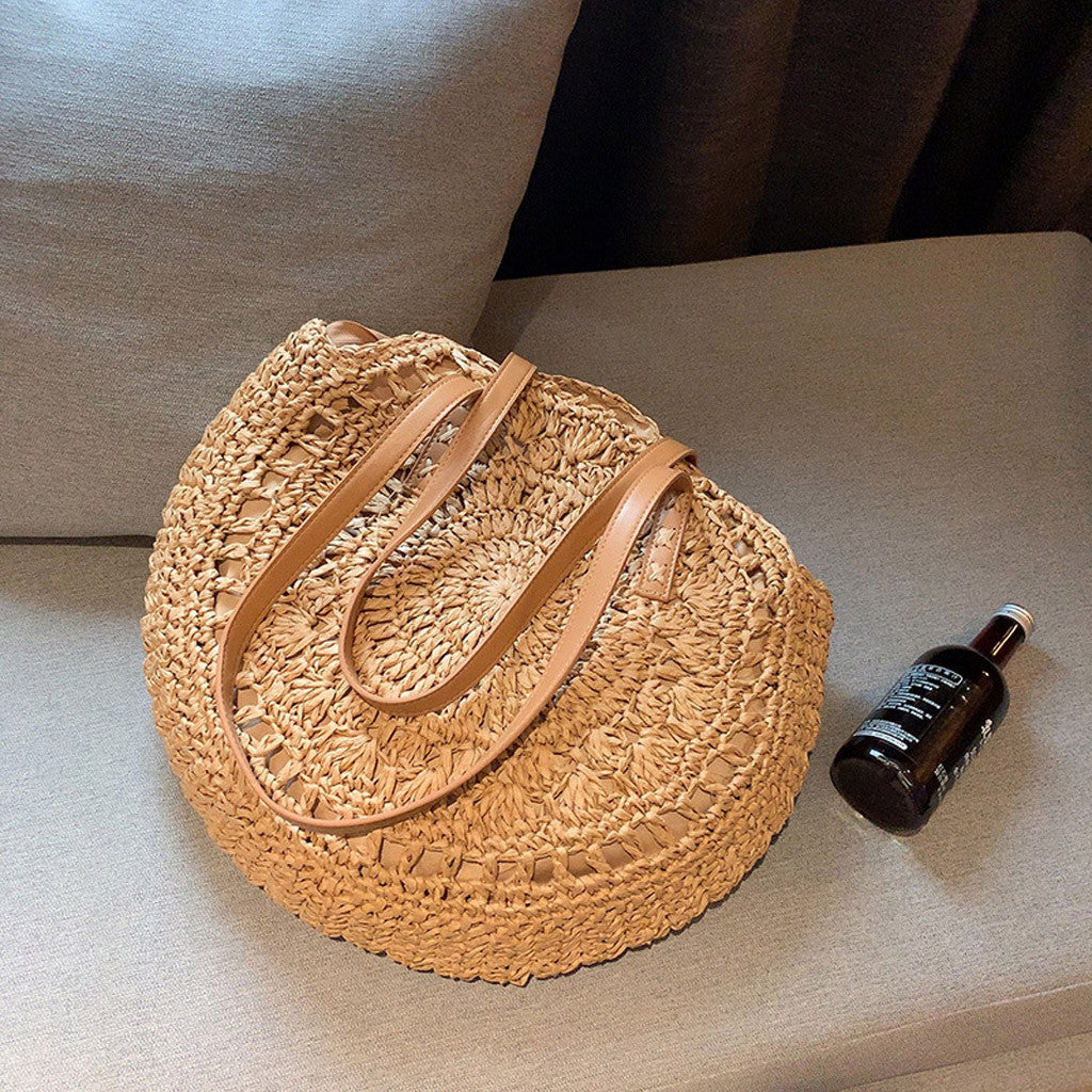 Sac Cabas Rond Tressé "L'Échappée" | Style Bohème Chic & Naturel