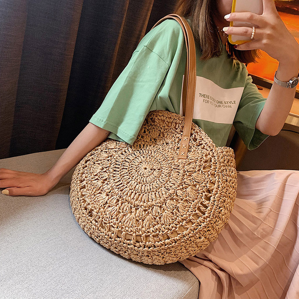 Sac Cabas Rond Tressé "L'Échappée" | Style Bohème Chic & Naturel