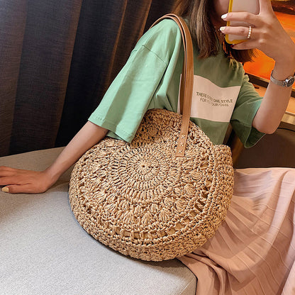 Sac Cabas Rond Tressé "L'Échappée" | Style Bohème Chic & Naturel