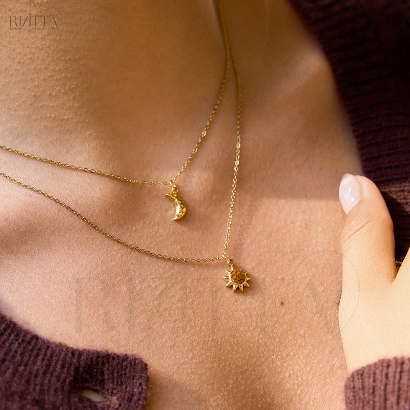 Collier Double Rang "L'Éclat Solaire" — Acier Inoxydable & Plaqué Or 18K