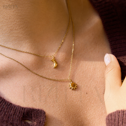 Collier Double Rang "L'Éclat Solaire" — Acier Inoxydable & Plaqué Or 18K