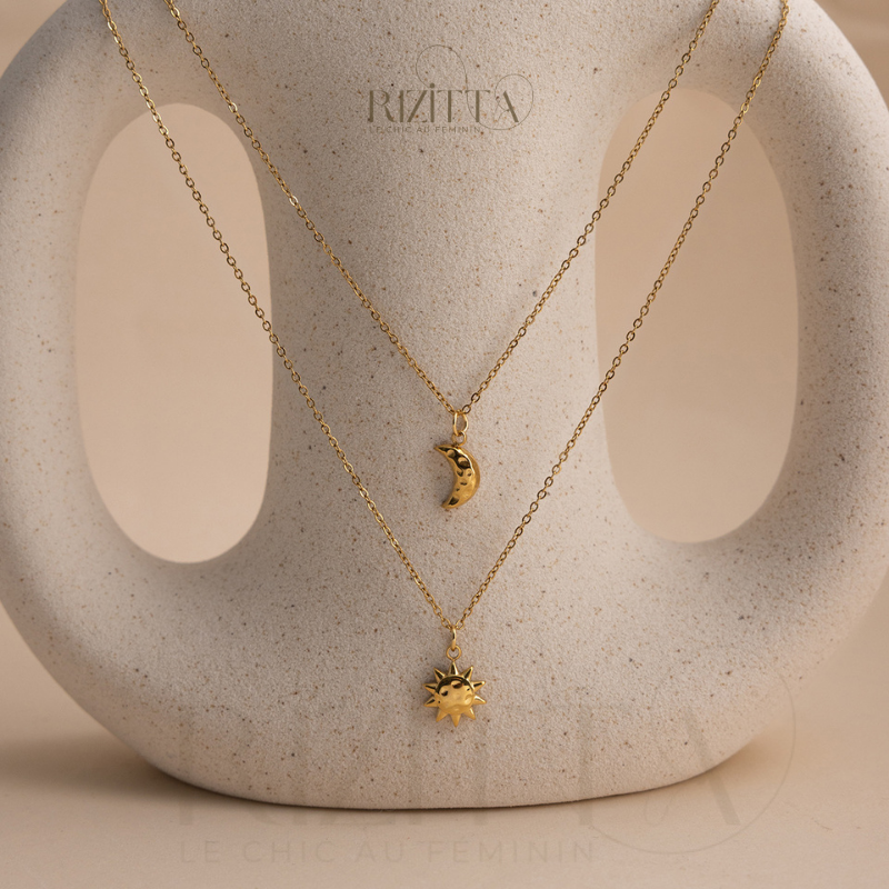 Collier Double Rang "L'Éclat Solaire" — Acier Inoxydable & Plaqué Or 18K