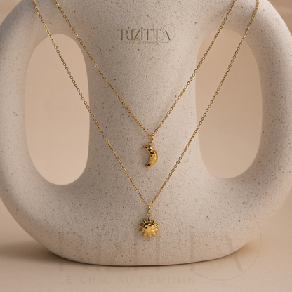 Collier Double Rang "L'Éclat Solaire" — Acier Inoxydable & Plaqué Or 18K