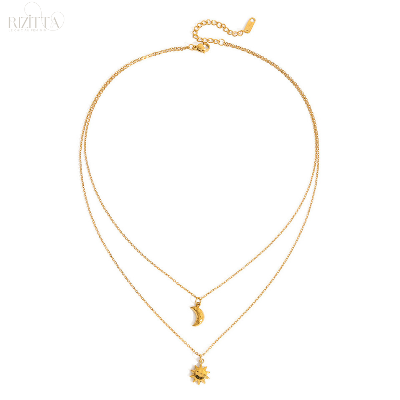 Collier Double Rang "L'Éclat Solaire" — Acier Inoxydable & Plaqué Or 18K