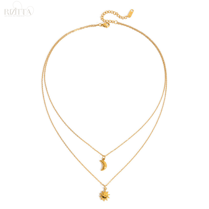 Collier Double Rang "L'Éclat Solaire" — Acier Inoxydable & Plaqué Or 18K