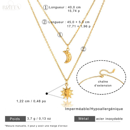 Collier Double Rang "L'Éclat Solaire" — Acier Inoxydable & Plaqué Or 18K