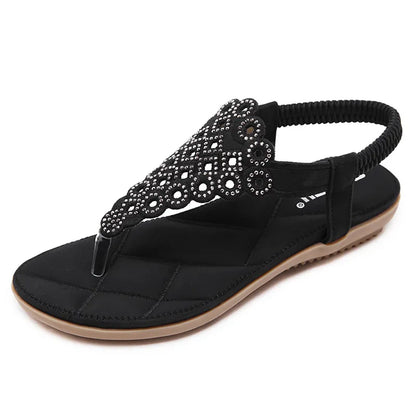 Sandales Bohème Chic Lumina - Confort Élastique & Strass